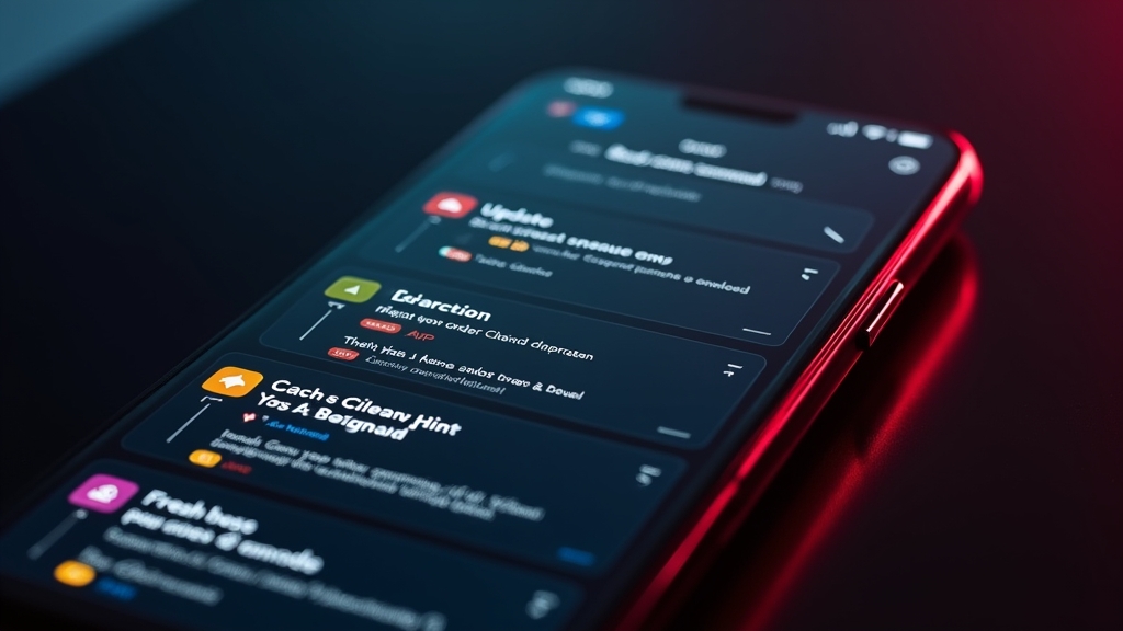 Celular com alertas de atualização e solução de erros do aplicativo