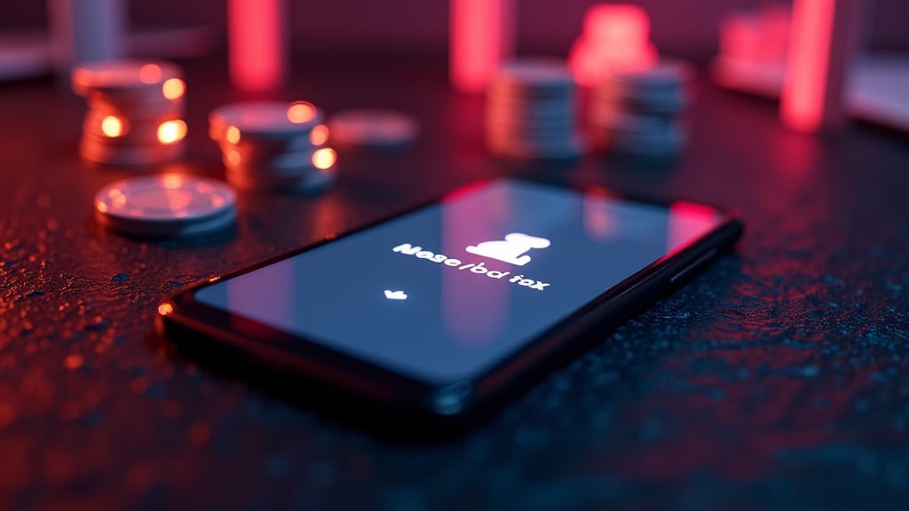 Smartphone exibindo instalação de APK em cenário de cassino escuro